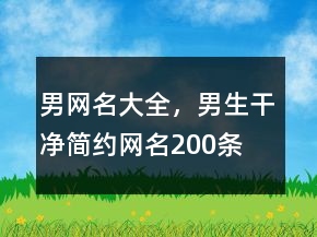 男網(wǎng)名大全，男生干凈簡約網(wǎng)名200條