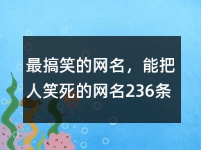 最搞笑的網(wǎng)名，能把人笑死的網(wǎng)名236條