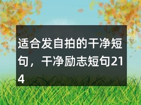 適合發(fā)自拍的干凈短句，干凈勵(lì)志短句214條