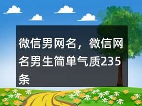 微信男網(wǎng)名，微信網(wǎng)名男生簡單氣質235條