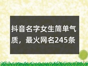 抖音名字女生簡(jiǎn)單氣質(zhì)，最火網(wǎng)名245條