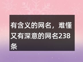 有含義的網(wǎng)名，難懂又有深意的網(wǎng)名238條