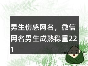 男生傷感網(wǎng)名，微信網(wǎng)名男生成熟穩(wěn)重221條