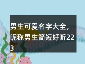 男生可愛名字大全，昵稱男生簡(jiǎn)短好聽223條
