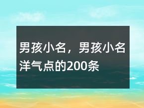 男孩小名，男孩小名洋氣點的200條
