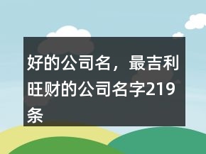好的公司名，最吉利旺財?shù)墓久?19條