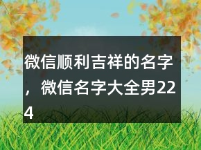 微信順利吉祥的名字，微信名字大全男224條