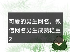 可愛的男生網(wǎng)名，微信網(wǎng)名男生成熟穩(wěn)重225條