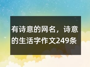 有詩意的網(wǎng)名，詩意的生活字作文249條