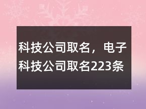 科技公司取名，電子科技公司取名223條