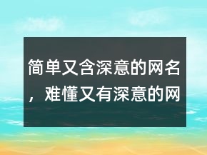 簡單又含深意的網(wǎng)名，難懂又有深意的網(wǎng)名213條