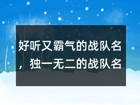 好聽又霸氣的戰(zhàn)隊名，獨一無二的戰(zhàn)隊名字215條