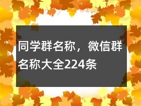 同學(xué)群名稱，微信群名稱大全224條