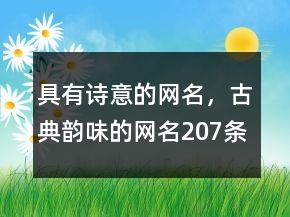 具有詩意的網(wǎng)名，古典韻味的網(wǎng)名207條
