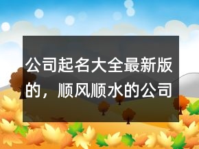 公司起名大全最新版的，順風順水的公司名字207條
