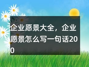 企業(yè)愿景大全，企業(yè)愿景怎么寫一句話200條