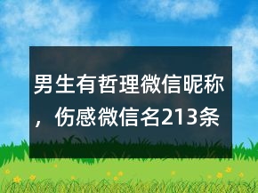 男生有哲理微信昵稱，傷感微信名213條