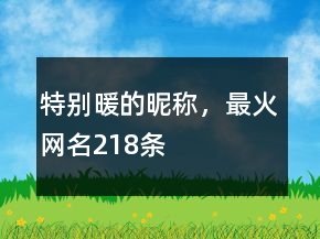 特別暖的昵稱，最火網(wǎng)名218條