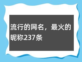 流行的網(wǎng)名，最火的昵稱237條