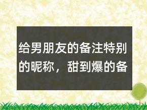 給男朋友的備注特別的昵稱，甜到爆的備注247條