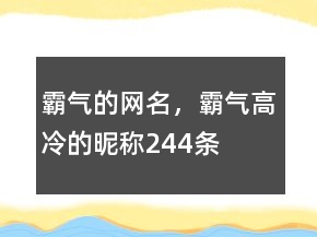 霸氣的網(wǎng)名，霸氣高冷的昵稱244條