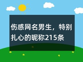 傷感網(wǎng)名男生，特別扎心的昵稱215條