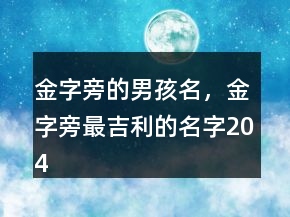 金字旁的男孩名，金字旁最吉利的名字204條
