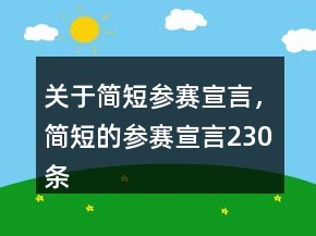 關(guān)于簡短參賽宣言，簡短的參賽宣言230條