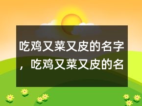 吃雞又菜又皮的名字，吃雞又菜又皮的名字227條
