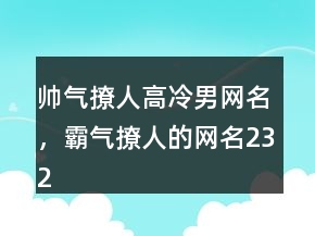 帥氣撩人高冷男網(wǎng)名，霸氣撩人的網(wǎng)名232條