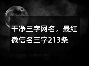 干凈三字網(wǎng)名，最紅微信名三字213條