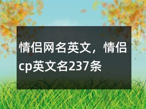 情侶網(wǎng)名英文，情侶cp英文名237條