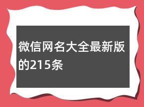 微信網(wǎng)名大全最新版的215條