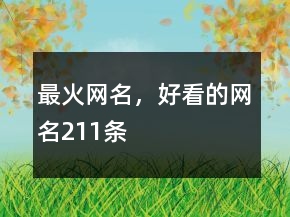 最火網(wǎng)名，好看的網(wǎng)名211條
