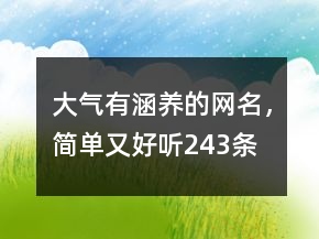 大氣有涵養(yǎng)的網(wǎng)名，簡單又好聽243條