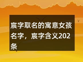 宸字取名的寓意女孩名字，宸字含義202條
