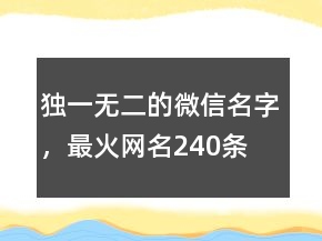 獨(dú)一無二的微信名字，最火網(wǎng)名240條