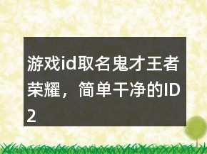 游戲id取名鬼才王者榮耀，簡單干凈的ID242條