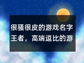 很騷很皮的游戲名字王者，高端逗比的游戲名204條