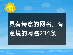 具有詩(shī)意的網(wǎng)名，有意境的網(wǎng)名234條
