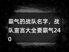 霸氣的戰(zhàn)隊名字，戰(zhàn)隊宣言大全要霸氣240條