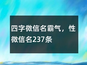 四字微信名霸氣，性微信名237條