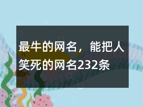 最牛的網(wǎng)名，能把人笑死的網(wǎng)名232條