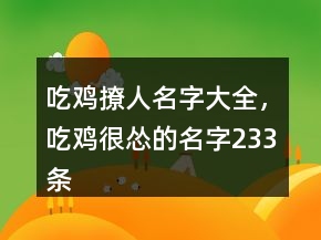 吃雞撩人名字大全，吃雞很慫的名字233條