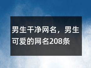 男生干凈網(wǎng)名，男生可愛的網(wǎng)名208條