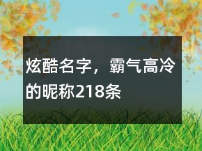 炫酷名字，霸氣高冷的昵稱218條