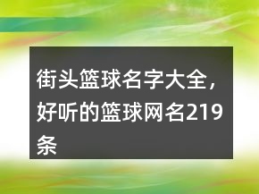 街頭籃球名字大全，好聽的籃球網(wǎng)名219條