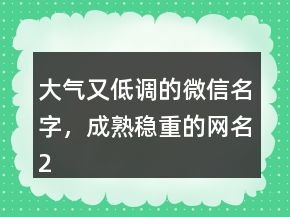 大氣又低調(diào)的微信名字，成熟穩(wěn)重的網(wǎng)名229條