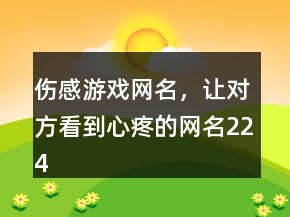 傷感游戲網(wǎng)名，讓對(duì)方看到心疼的網(wǎng)名224條