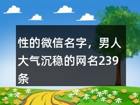 性的微信名字，男人大氣沉穩(wěn)的網(wǎng)名239條